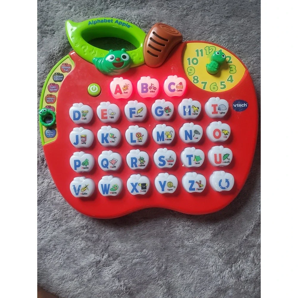 VTECH 1010 ALPHABET APPLE Learning Toy ABCs Phonics LIGHTS AND MUSIC! Used